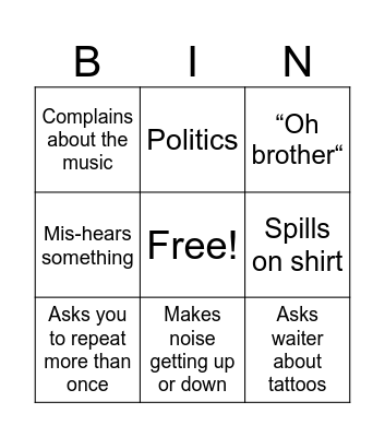 Dad bingo Card