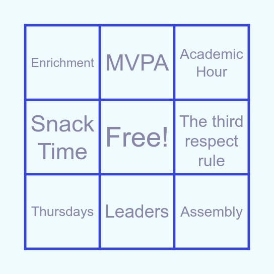 PrimeTime Bingo Card