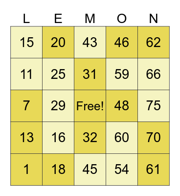 Citrus Celebration Bingo Card