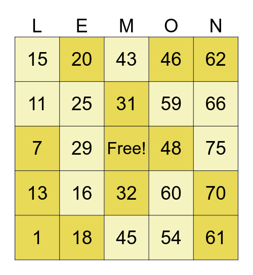 Citrus Celebration Bingo Card