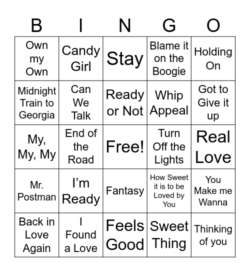 M U S I C Bingo Card