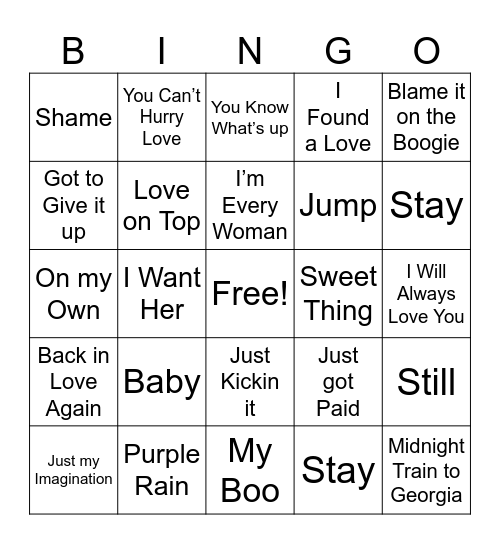 M U S I C Bingo Card