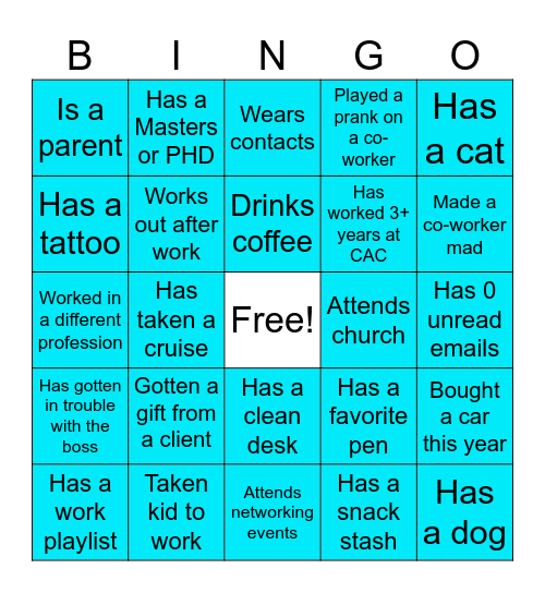 Therapist's Bingo Card