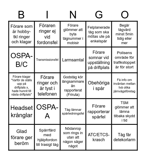 TKL Bingo Card