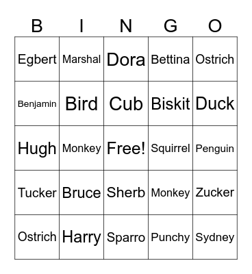 Streamer Olympics ACNH Villager Hunt Bingo Card