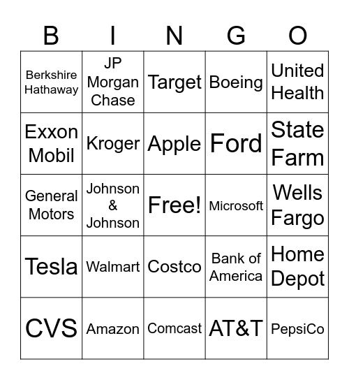 Big Business Bingo Card