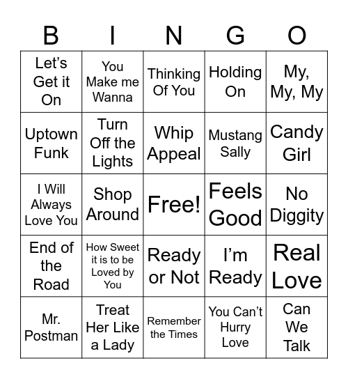 M U S I C Bingo Card