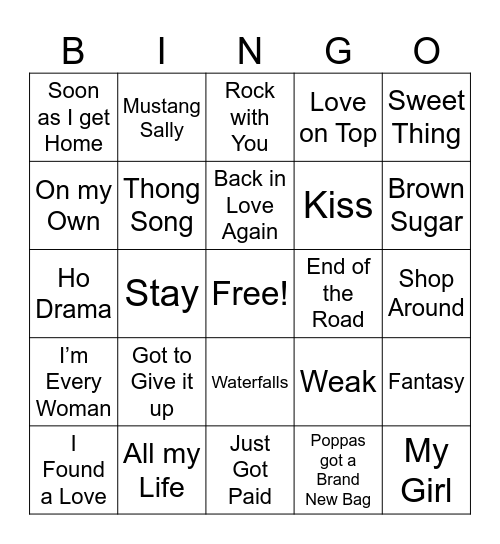 M U S I C Bingo Card