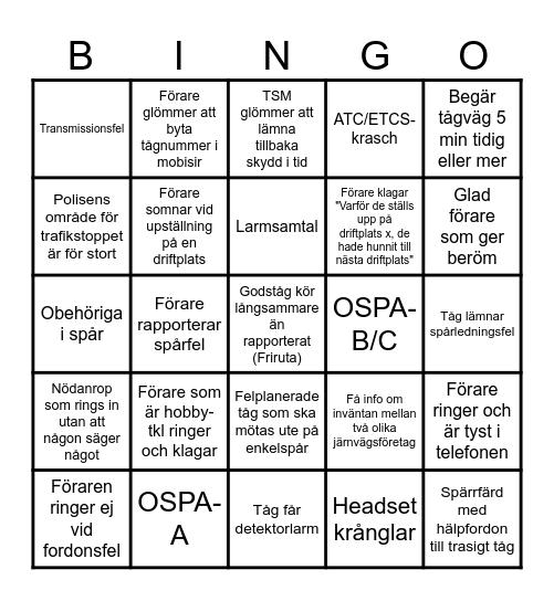 TKL Bingo Card