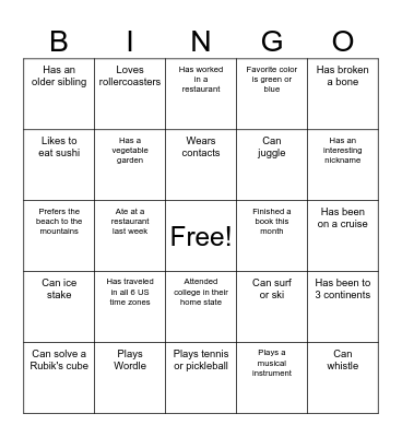 Crosswalk Icebreaker Bingo Card