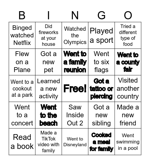 Back to School Bingo Card