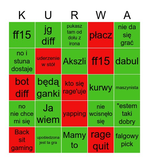 5 stack w lolu Bingo Card