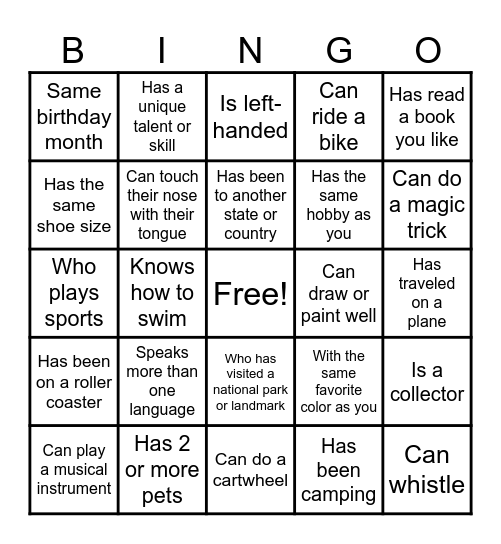 Diversity Bingo Card