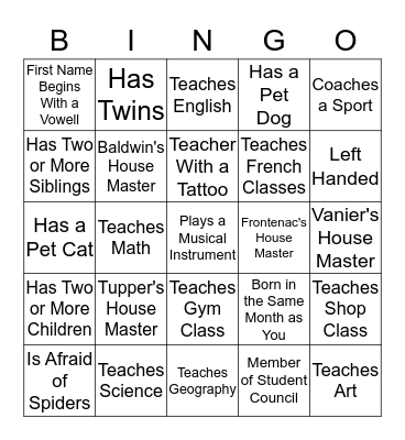 Signature Bingo  Bingo Card