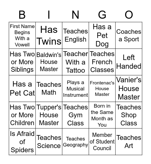 Signature Bingo  Bingo Card