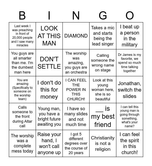 Babu Pastor BINGO Card