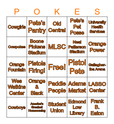 Pokes Bingo Card