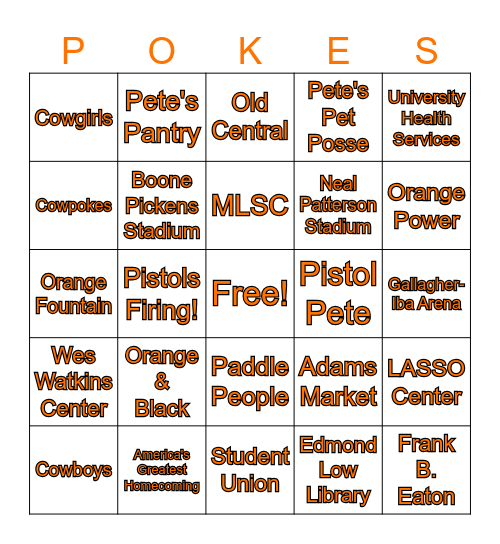 Pokes Bingo Card