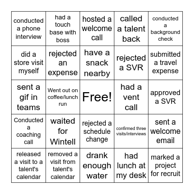 Winston Bingo Card