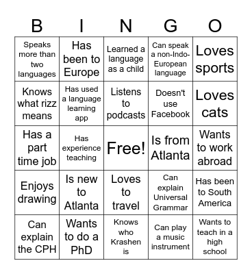SLA Bingo Card