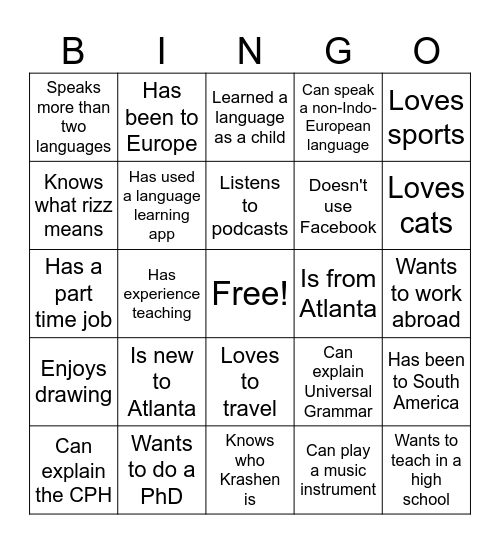 SLA Bingo Card