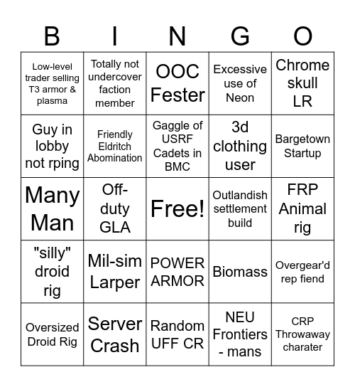 ATF Public Server Bingo Card