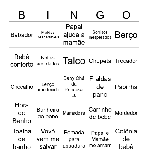 Baby Bingo da Luana Beatriz Bingo Card