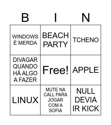 TESTE Bingo Card
