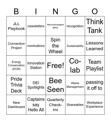 Workstream Fusion Bingo Card