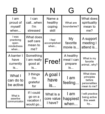 Life Skills Bingo!!! Bingo Card