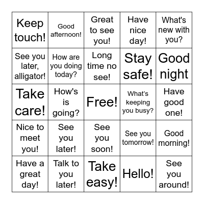 ASL Bingo Card