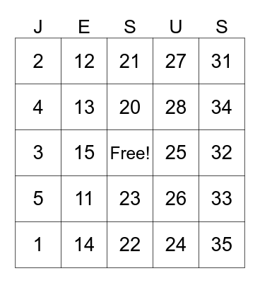 Bible Bingo Card