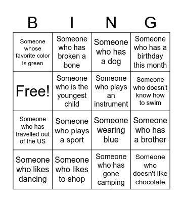 MATH BINGO Card