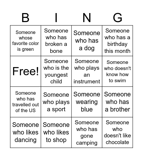 MATH BINGO Card