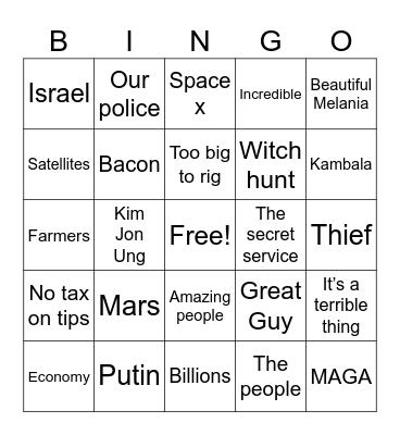 Trump/Musk Bingo Card