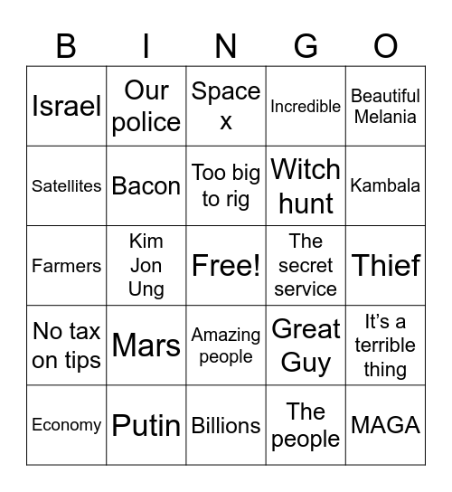 Trump/Musk Bingo Card