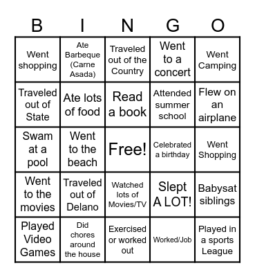 Mr. Muralles Bingo Card