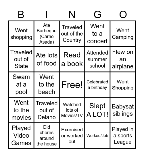 Mr. Muralles Bingo Card