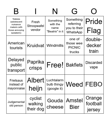 Dutch Bingo Card