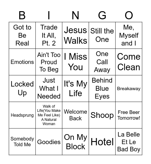 Mixed CD #11 Bingo Card