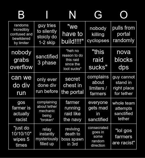 gos Bingo Card