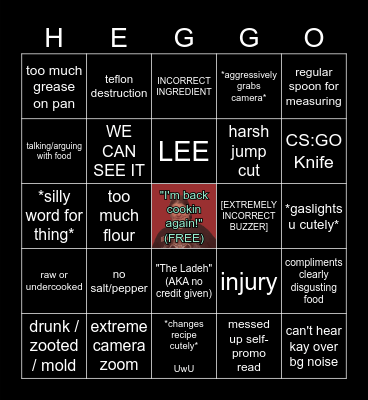 Kay's Cooking HEGGO - FilthTheMutt Bingo Card