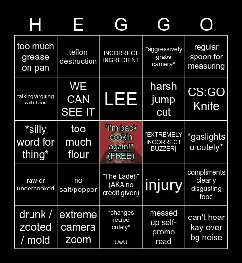 Kay's Cooking HEGGO - FilthTheMutt Bingo Card