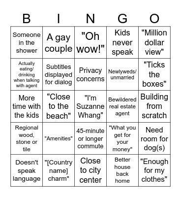House Hunters Bingo Ver. 2 Bingo Card