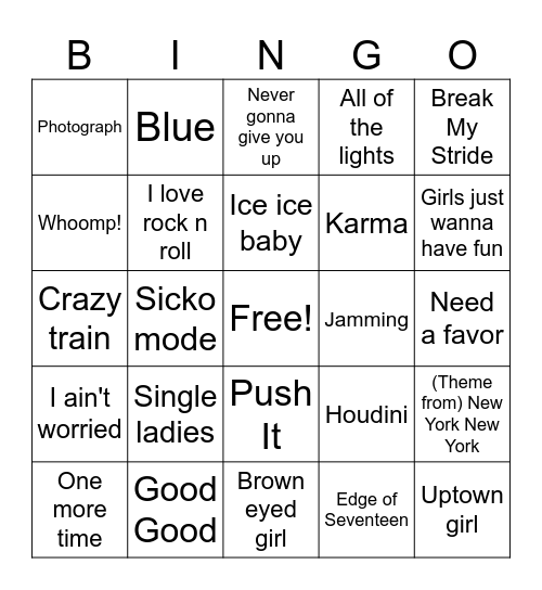 Mom's Potpourri Bingo Card