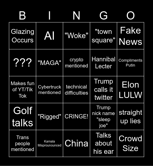 trump x elon Bingo Card