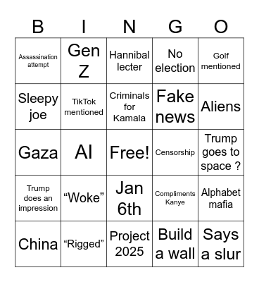 Trump Elon interview Bingo Card