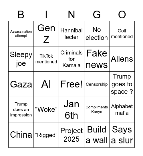 Trump Elon interview Bingo Card