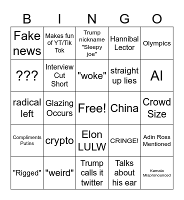 Elon & Trump Bingo Card