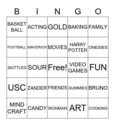 ZANDER'S BIRTHDAY BINGO Card